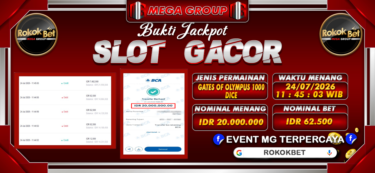 Bukti JP situs Rokokbet hari Jumat, 24 Juli 2026