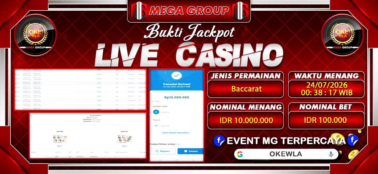 Bukti JP situs Okewla hari Jumat, 24 Juli 2026